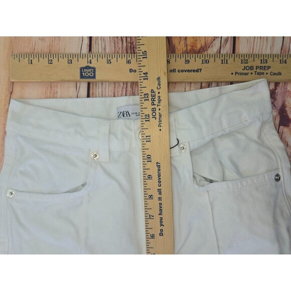 Zara Womens Ivory Cotton Relaxed Jeans 24 (26x30.75) New without Tags NWOT - Picture 8 of 9